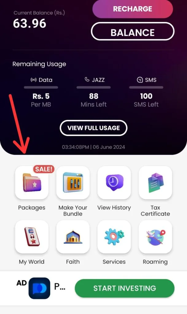 Jazz VAS Services Unsubscribe Code 2 using the Jazz Simosa App