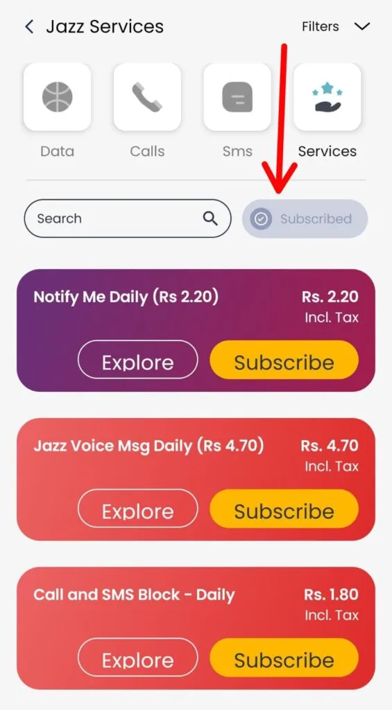 Jazz VAS Services Unsubscribe Code 3 using the Jazz Simosa App